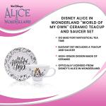 Disney Alice In Wonderland "World of My Own" 12-ounce Ceramic Teacup and Saucer Set | Tea Party Gift Set For Coffee, Espresso, Mocha, Latte | Cute Gifts and Collectibles