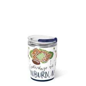 Swig Life 12oz Insulated Tumbler, Travel Coffee Tumbler with Lid, Cup Holder Friendly Travel Coffee Mug, Stainless Steel Thermos, 12 oz Reusable Insulated Coffee Mug (Saturdays in Auburn)