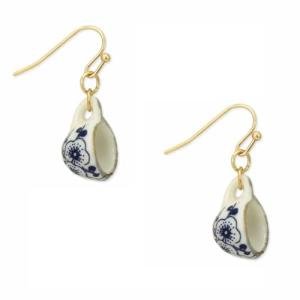 Zad Vintage Blue Flower Porcelain Teacup Drop Earrings, Multi-Color Ceramic Jewelry for Women