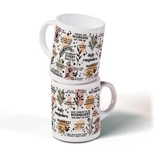 DOTAIN Boho Mental Health Awareness Daily Reminder Inspirational Quotes Coffee Mug Ceramic Cup(11oz),Double Side Printed,Boho Positive Quotes Daily Reminder Mug Gifts For Women Teenage Girls