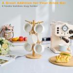 Kelduemi Bamboo Mug Tree for Counter, 6 Hooks Detachable Coffee Mug Holder, Decorative Mug Racks for Coffee Bar Organizer