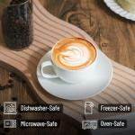 BTaT- Tea Cups and Saucers, Set of 6 (8 oz), White British Porcelain Espresso Cups For Cappuccino, Coffee, Latte