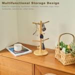 Kelduemi Bamboo Mug Tree for Counter, 6 Hooks Detachable Coffee Mug Holder, Decorative Mug Racks for Coffee Bar Organizer