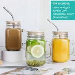 DESIYUE 9 Pack 16 Oz Mason Jar cups with Bamboo Lid and Straw, Mason Jar Drinking Glasses,Wide Mouth Ice Coffee Mugs with Handle for Juice, Smoothies, Kombucha, Tea, Milk,Drinking Storage Containers