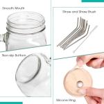 DESIYUE 9 Pack 16 Oz Mason Jar cups with Bamboo Lid and Straw, Mason Jar Drinking Glasses,Wide Mouth Ice Coffee Mugs with Handle for Juice, Smoothies, Kombucha, Tea, Milk,Drinking Storage Containers