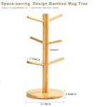 Kelduemi Bamboo Mug Tree for Counter, 6 Hooks Detachable Coffee Mug Holder, Decorative Mug Racks for Coffee Bar Organizer