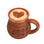 Handmade Clay Coffee Mug Diner Potbelly Coffee Mug Earthenware & Saucer 10oz(300ml) - Nordic Coffee Mugs Ceramic Viking Mugs - Tea Unglazed Clay Cup
