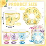 Fairooth 48 Sets Floral Paper Tea Cups and Saucers Disposable Tea Party Supplies Colorful Flower Teacups with Handle and Plates for Hot Cold Drink Wedding Birthday Party Baby Shower