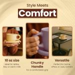 10oz Nordic Ceramic Coffee and Tea Mug – Cute Cup and Saucer Perfect for Coffee Lovers Gifts and Kitchen Essentials (Beige)