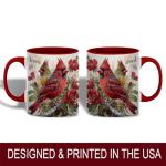 Cardinal Bird Ceramic Coffee Mug, Beautiful Red and Yellow Cardinal Design with Floral Background, Durable Tea Cup for Home or Office, Gift for Nature Lovers,Morning Coffee Mug for Hot and Cold Drinks