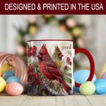 Cardinal Bird Ceramic Coffee Mug, Beautiful Red and Yellow Cardinal Design with Floral Background, Durable Tea Cup for Home or Office, Gift for Nature Lovers,Morning Coffee Mug for Hot and Cold Drinks