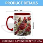 Cardinal Bird Ceramic Coffee Mug, Beautiful Red and Yellow Cardinal Design with Floral Background, Durable Tea Cup for Home or Office, Gift for Nature Lovers,Morning Coffee Mug for Hot and Cold Drinks