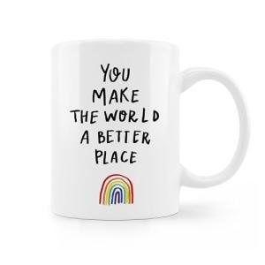 uinwk Inspirational Coffee Mugs,You Make The World A Better Place Coffee Mug,Birthday Christmas Gifts For Her Mom Sisters Coworker Boss,Rainbow Coffee Mug 11oz