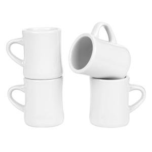 CAILIDE 11oz White Diner Coffee Mug Set of 4 Ceramic Mugs Great for Kitchen Set, Travel, and Hot Tea (White)