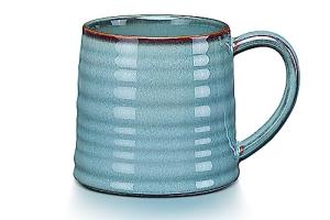 LUXU Large Ceramic Coffee Mugs(Handmade-1Pcs),Porcelain Coffee Tea Cups with Handle,19oz Porcelain Latte Mug,Cute Coffee Bar Accessories,Ideal for Hot Chocolate,Cocoa-Mist Blue