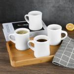CAILIDE 11oz White Diner Coffee Mug Set of 4 Ceramic Mugs Great for Kitchen Set, Travel, and Hot Tea (White)