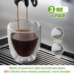 Gencywe Double Walled Espresso Cups Set of 4 (50% Thicker), 3 Ounce Clear Expresso Coffee Mugs, Espresso Shot Glasses, Double Wall Insulated Espresso Cups Suit for Espresso Machine, Microwave Safe