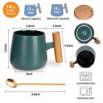 GOOD ALWAYS Ceramic Coffee Mug, Tea Cup for Office and Home, 14 Oz Coffee Cup with Lid and Spoon,Fathers Day, Birthday Gifts, House Warming Presents for New Home, 1 Pack (Dark Green)