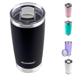 Black 20 oz Stainless Steel Double Wall Vacuum Insulated Tumbler with Lid - Dishwasher Safe & Spill Proof Travel Coffee Iced Cup & Mug For Men,Durable Coating Scratch Resistant Outdoor,Hot Cold Drink