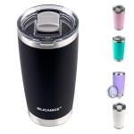 Black 20 oz Stainless Steel Double Wall Vacuum Insulated Tumbler with Lid - Dishwasher Safe & Spill Proof Travel Coffee Iced Cup & Mug For Men,Durable Coating Scratch Resistant Outdoor,Hot Cold Drink
