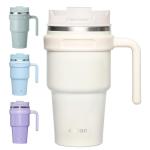 CIVAGO 20 oz Tumbler Mug with Lid and Straw, Insulated Travel Coffee Mug with Handle, Double Wall Stainless Steel Vacuum Coffee Tumbler, Thermal Coffee Cup, Flip lid, Cream