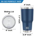 WETOWETO 30oz Tumbler with Lid, Stainless Steel Vacuum Insulated Water Coffee Tumbler, Double Wall Powder Coated Travel Mug Thermal Cup for Home Outdoor (Navy Blue, 1 Pack)