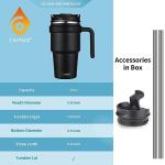 CIVAGO 20 oz Tumbler Mug with Lid and Straw, Insulated Travel Coffee Mug with Handle, Double Wall Stainless Steel Vacuum Coffee Tumbler, Thermal Coffee Cup, Flip lid, Cream