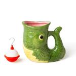BigMouth Fish Mug with Tea Infuser Bobber, Novelty Fishing Gift for Men Dad Him Grandpa Fishermen, Durable Ceramic