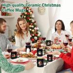 Gonioa Christmas Mugs Set of 6 Black Christmas Coffee Mugs Set Durable Ceramic Holiday Mugs for Coffee, Milk, Hot Cocoa, Tea, Latte (13 Ounce, Black Outside and Colorful Inside)