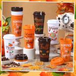 Pickmesh 12 Pack Fall Reusable Coffee Cups Gift for Women 16 oz Autumn Tumblers with Lid Plastic Cups Travel Coffee Mug Thank You Gifts for Hot and Cold Drinks