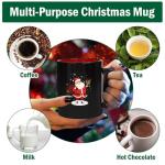 Gonioa Christmas Mugs Set of 6 Black Christmas Coffee Mugs Set Durable Ceramic Holiday Mugs for Coffee, Milk, Hot Cocoa, Tea, Latte (13 Ounce, Black Outside and Colorful Inside)