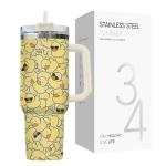 34HD Just A Girl Who Loves Ducks Tumbler with Handle and Straw, 40oz Animal Themed Coffee Mug with Lid, Duckling Cup, Duck Lover Gifts for Teenage Girls Women Daughter Friends