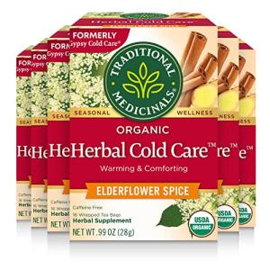Traditional Medicinals Tea, Herbal Cold Care Seasonal Tea with Elderflower Spice, 96 Tea Bags(Pack of 6)