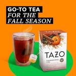 TAZO Pumpkin Spice Chai Tea Bags, Black Tea, Holiday Gift For Tea Lovers, 20ct (6pk)