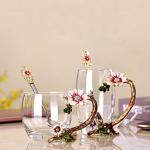 JY-Danbady Gifts Ideas for Mom Women Ladies Mothers Day Handmade Enamel Butterfly Flower Glass Coffee Mugs Tea Cup with Spoon Set Christmas Presents Valentines Day