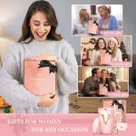 Coffee Mugs - Birthday Gifts for Women, Personalized Initial Customized Mug Tea Cup with Lid 14 Oz Pink, Spoon Greeting Card, Luxury Gift-Boxed Christmas Gift for Her Wife Mom Grandma Friend Unique,V