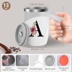 Initial Magnetic Stirring Coffee Mug with Lid Handle Insulated Stainless Steel Spill Leak Proof Heavy Large Reusable Thermal Travel Tea Cup Camping Big Water Tumbler Automatic Self Electric Mixing,A