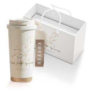 Leakproof Ceramic-Lined Insulated Coffee Mug with Folding Straw and Dual Dust Caps, 316 Stainless Steel, Cupholder-Friendly, Multifunctional Lid for Hot/Cold Beverages 17oz (White)