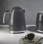 SMEG 50's Retro Style 7-Cup Electric Water Kettle with Automatic Shutoff, Removable Base, and Water Indicator, KLF03GRUS,Grey