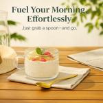 JBHO Vintage Glass 14OZ Coffee Mugs 4pcs Clear Embossed Glass Cups with Bamboo Lids and Spoons Gifts for Women Overnight Containers for Tea,Cereal,Cappuccino, Latte