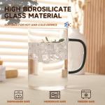 GURUDAR Glass Tea Cups Set of 4, Clear Borosilicate Glass Teacups with Handle for Tealover, Dishwasher & Microwave Safe Large Coffee Mugs for Espresso Cappuccino Latte Juice, 17OZ/500ML