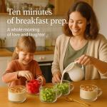 JBHO Vintage Glass 14OZ Coffee Mugs 4pcs Clear Embossed Glass Cups with Bamboo Lids and Spoons Gifts for Women Overnight Containers for Tea,Cereal,Cappuccino, Latte