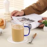 GURUDAR Glass Tea Cups Set of 4, Clear Borosilicate Glass Teacups with Handle for Tealover, Dishwasher & Microwave Safe Large Coffee Mugs for Espresso Cappuccino Latte Juice, 17OZ/500ML