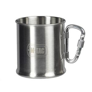M-Tac 8.5oz Camping Mug with Collapsible Carabiner Handle - Stainless Steel Travel Cup for Hiking Coffee Tea