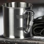 M-Tac 8.5oz Camping Mug with Collapsible Carabiner Handle - Stainless Steel Travel Cup for Hiking Coffee Tea