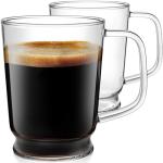 Aquach Set of 2, 20-Ounce Glass Coffee Mugs with Handle - Heat Resistant, Clear Cups for Daily Use