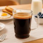 Aquach Set of 2, 20-Ounce Glass Coffee Mugs with Handle - Heat Resistant, Clear Cups for Daily Use