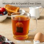 Aquach Set of 2, 20-Ounce Glass Coffee Mugs with Handle - Heat Resistant, Clear Cups for Daily Use