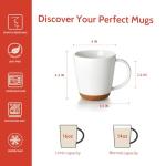 Sweese Porcelain Coffee Mugs Set of 4-16 Ounce -Microwavable, Coffee Cups for Latte, Hot Tea, Cappuccino, Mocha, Cocoa with Big Handle, Urban Neutrals