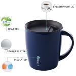 PARACITY Insulated Coffee Mug Stainless Steel Coffee Mug with Lid Handle Double Wall Vacuum Travel Mug Camping Tumbler Cup Men Women 12 oz (Blue)